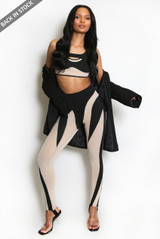 Mesh Insert Crop Top And Stirrup Legging Set