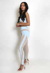 Mesh Insert Crop Top And Stirrup Legging Set