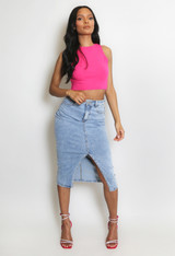 Round Neck Sleeveless Crop Tops