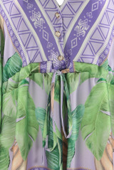 Tropical Print Satin Kaftan Playsuit