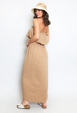 Cheesecloth Frilled Bandeau Maxi Dress