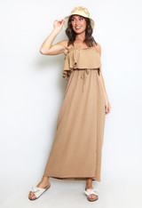 Cheesecloth Frilled Bandeau Maxi Dress