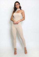 High Neck Cut Out Ribbed Unitard