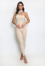 High Neck Cut Out Ribbed Unitard