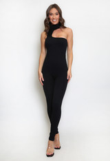 High Neck Cut Out Ribbed Unitard