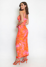 Tie Dye Print Side Slit Maxi Skirt