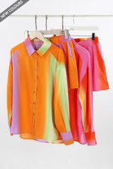 Ombre Blouse And Shorts Set