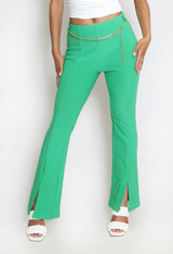 Flare Trouser With Chain Belt