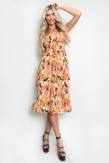 Stroke Print Summer Midi Dress