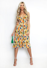Stroke Print Summer Midi Dress
