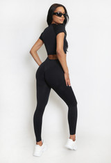 Round Neck Crop Tops & Push Up Leggings Set