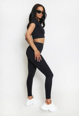 Round Neck Crop Tops & Push Up Leggings Set