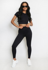 Round Neck Crop Tops & Push Up Leggings Set