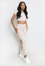 Round Neck Crop Tops & Push Up Leggings Set