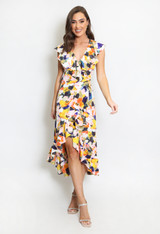 Watercolour Midi Wrap Dress