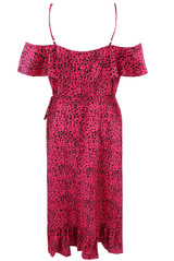 Fuchsia Animal Print Wrap Midi Dress