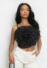 Tulle Rosette Crop Tops