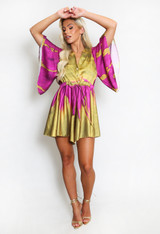 Contrast Print Kaftan Playsuit