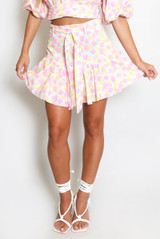 Floral Print Belted Mini Skirt