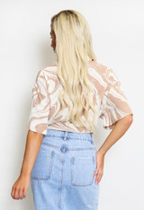 Marble Print Cropped Blouse