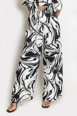 Marble Print Wide Leg Trouser