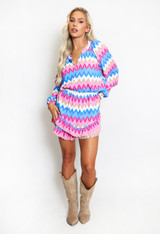 Zig Zag Blouse And Shorts Set