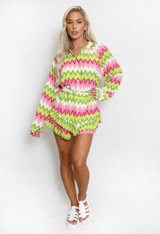 Zig Zag Blouse And Shorts Set