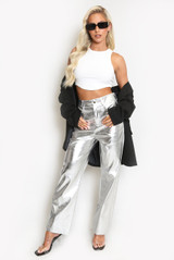 Metallic Straight Leg Jeans