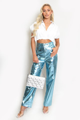 Metallic Straight Leg Jeans