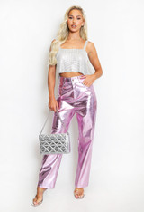 Metallic Straight Leg Jeans