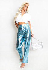 Metallic Straight Leg Jeans