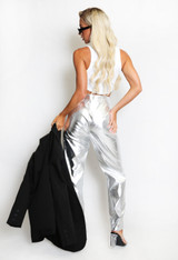 Metallic Straight Leg Jeans