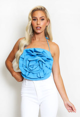 Corsage Halter Neck Crop Tops