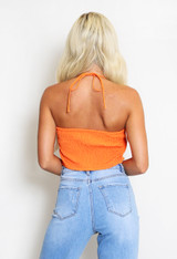 Corsage Halter Neck Crop Tops