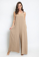 Embroidered Strap Wide Leg Jumpsuit