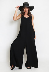 Embroidered Strap Wide Leg Jumpsuit