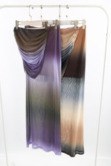 Ombre Mesh Bandeau Top And Maxi Skirt Set