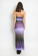 Ombre Mesh Bandeau Top And Maxi Skirt Set