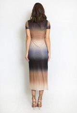 Ombre Print Side Slit Midi Dress