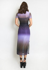 Ombre Print Side Slit Midi Dress
