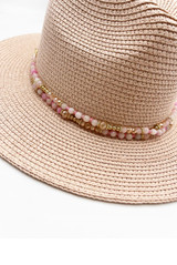 Beaded Woven Fedora Hat 