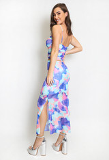 Watercolour Print Side Slit Maxi Skirt