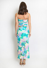 Watercolour Print Side Slit Maxi Skirt