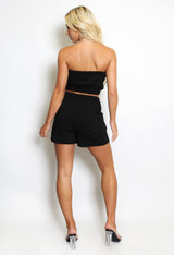 Zip Bandeau Crop Top And Cargo Shorts Set