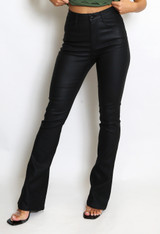 Black Wet Look Flare Jean