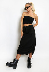 Cargo Ruched Midi Skirt