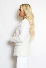 Sequin Woven Double Breasted Blazer