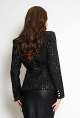 Sequin Woven Double Breasted Blazer