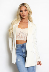 Satin Tailored Double Breasted Blazer