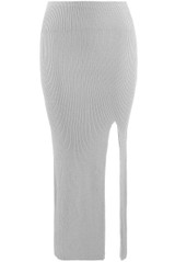 Metallic Knit Side Slit Midi Skirt